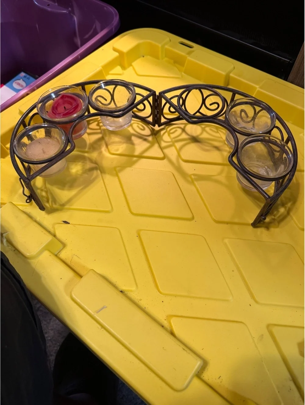 Decorative Metal Votive Candle Holder with Glass Cups